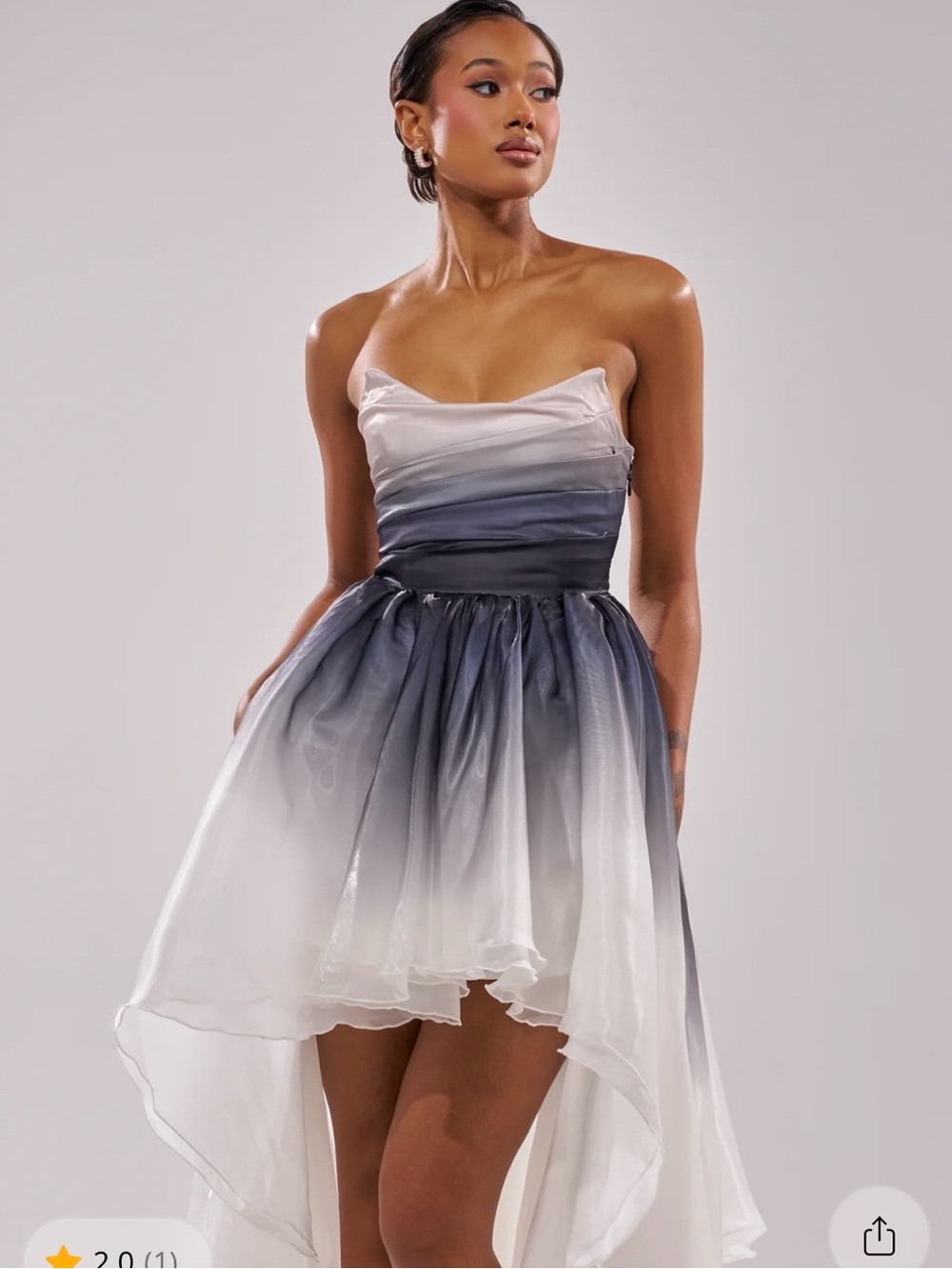 AKIRA Strapless Ombre High-Low Dress in White Blue Gray Perfect for Formal  Wear